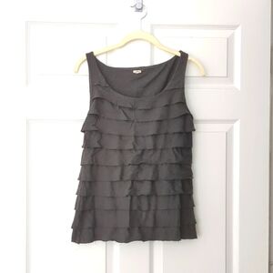 J Crew Sleeveless Knit Ruffle Top Raw Edge Elegant Frills XS